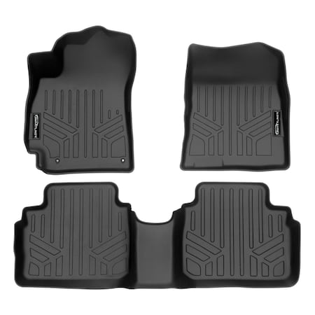 Smartliner SA0538-B0538 Custom Fit All Weather Black 2 Row Floor Mat Liner Set for 2021-2023 Hyundai Elantra SA0538/B0538